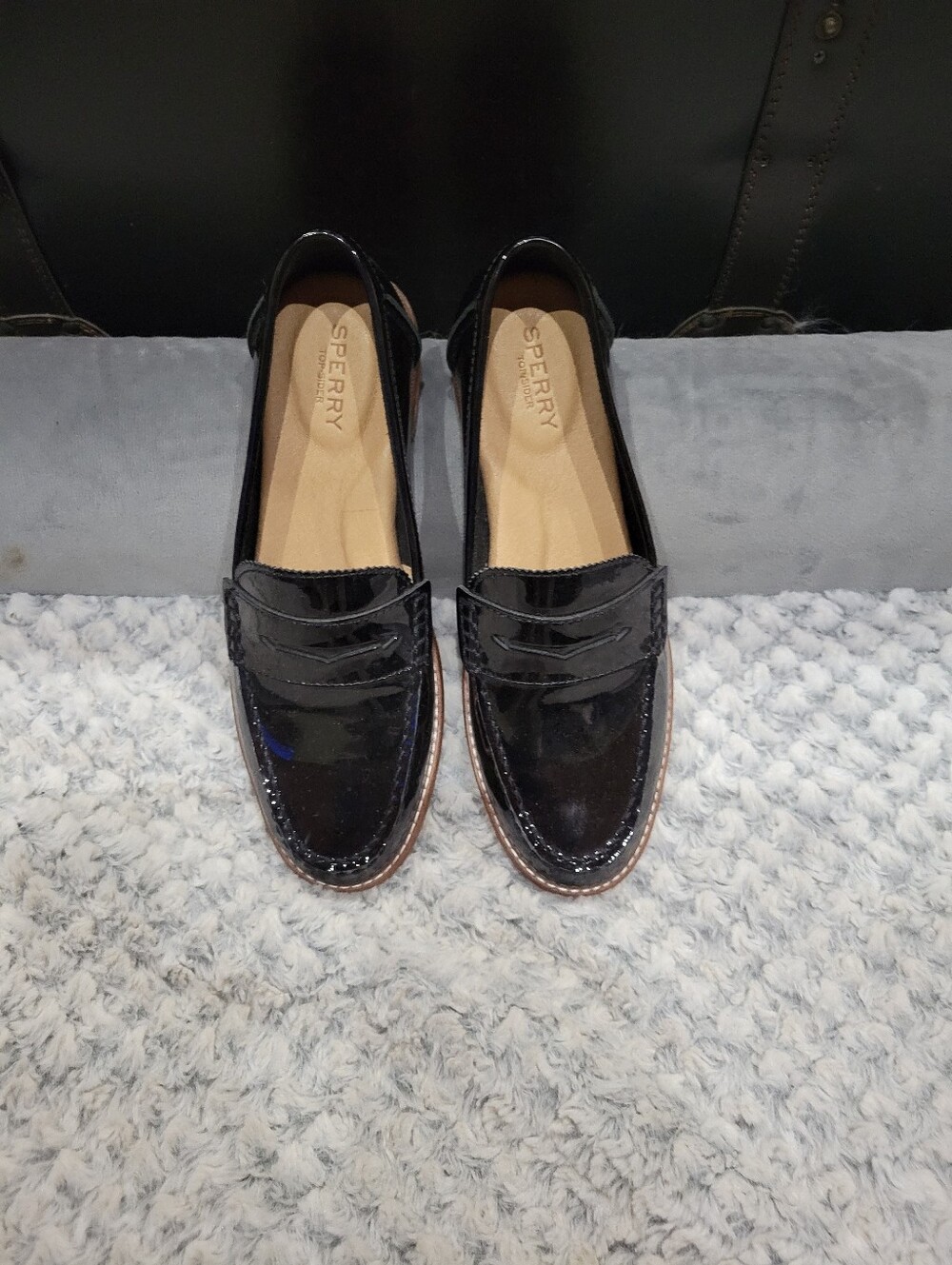 Sperry Glossy Black Penny Loafers